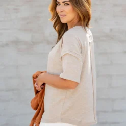 Marled Raw Stitched Tee -Women's Clothing Store untitled 3119 22cb05af cac4 4fe0 9347 e9c1b3b06213