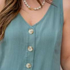 Button Accented Cutout Back Midi Dress -Women's Clothing Store untitled 3162