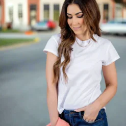 Basic Cuffed Sleeve Cotton Tee 35 Basic Cuffed Sleeve Cotton Tee -Women's Clothing Store untitled 3173