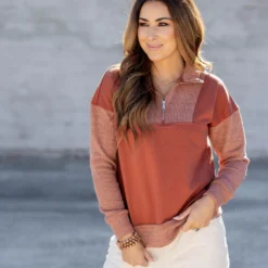 Ribbed Accents Pullover -Women's Clothing Store untitled 3209 fb910dac 0eb2 4153 b949 05e63f89b79d