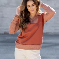 Ribbed Accents Pullover -Women's Clothing Store untitled 3213 b5407340 d4b9 4faa 97cb 2614454ee809