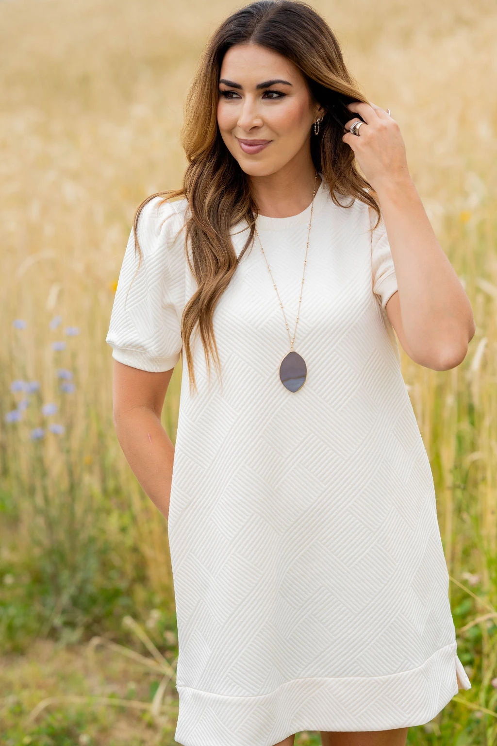 Subtle Argyle Puff Sleeve Dress 9 Subtle Argyle Puff Sleeve Dress - Image 9