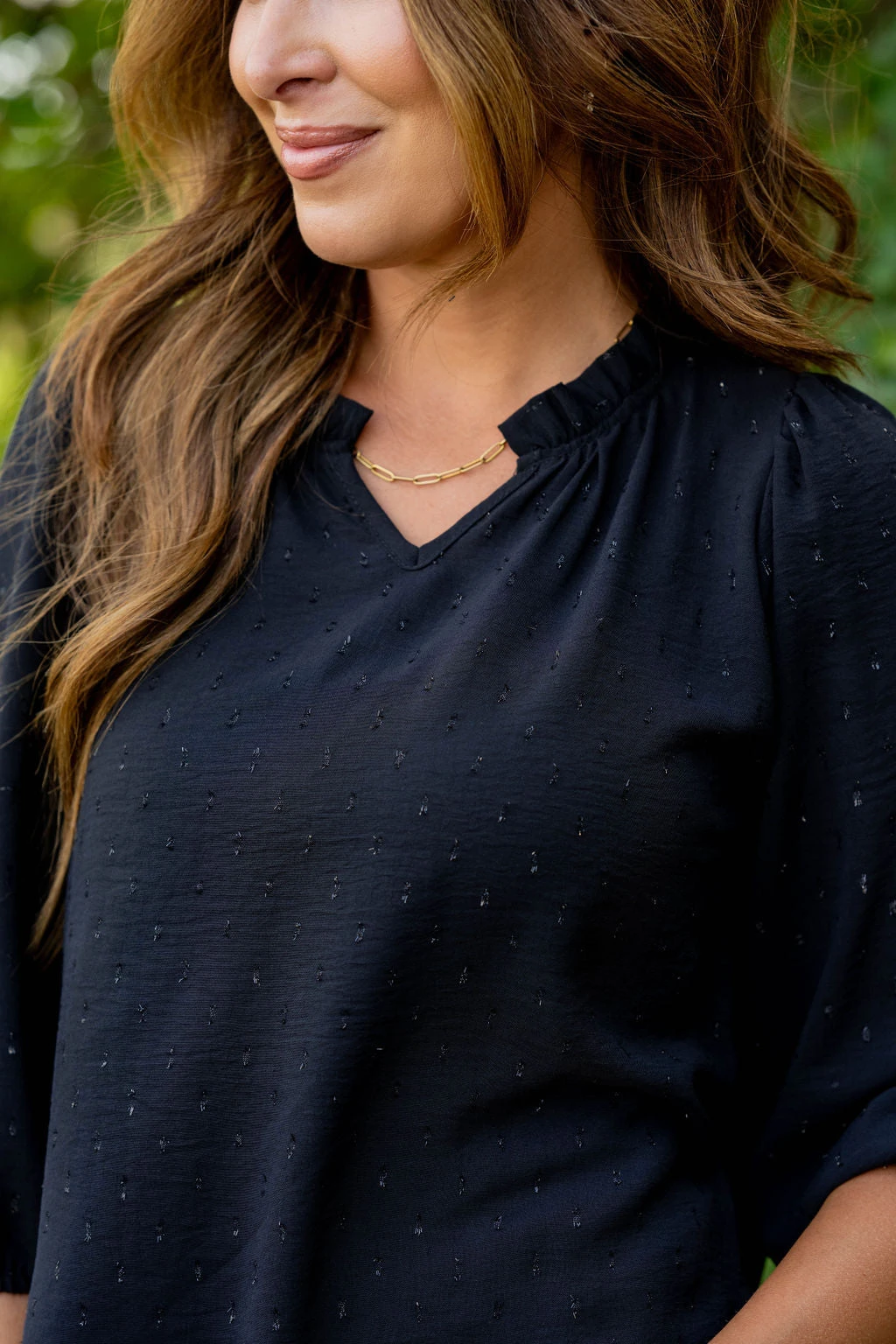 Stitched Dots 3/4 Sleeve Blouse 4 Stitched Dots 3/4 Sleeve Blouse - Image 4