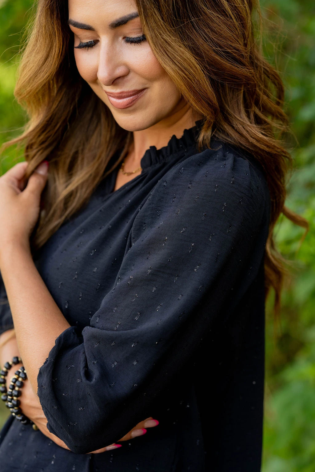 Stitched Dots 3/4 Sleeve Blouse 5 Stitched Dots 3/4 Sleeve Blouse - Image 5