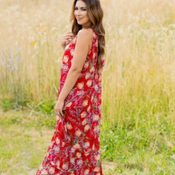 Romantic Floral Halter Maxi Dress -Women's Clothing Store untitled 3310