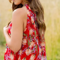 Romantic Floral Halter Maxi Dress -Women's Clothing Store untitled 3320