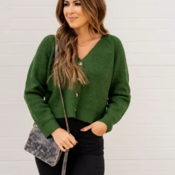 Knit Button Accented Cardigan -Women's Clothing Store untitled 3328 207305