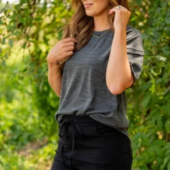 Marled Raw Stitched Tee -Women's Clothing Store untitled 3341