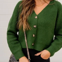 Knit Button Accented Cardigan -Women's Clothing Store untitled 3341 576596