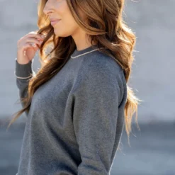 Piped Trim Sweater -Women's Clothing Store untitled 3348 d48c6a32 52e1 4920 becf 9160f894e3bf