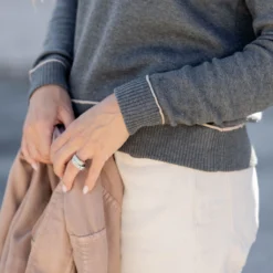 Piped Trim Sweater -Women's Clothing Store untitled 3352 fbcee2c7 a387 44a9 ba89 8fea1a47f996