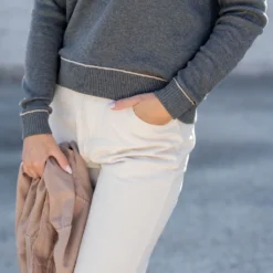 Piped Trim Sweater -Women's Clothing Store untitled 3354 fabc7935 c278 4c11 90a0 421444e98541