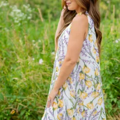 Romantic Floral Halter Maxi Dress -Women's Clothing Store untitled 3362