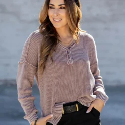 Vintage Washed Button Accented Knit Sweater -Women's Clothing Store untitled 3383 d10163ef 222f 4f96 8a1b 45743ebde961