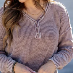 Vintage Washed Button Accented Knit Sweater -Women's Clothing Store untitled 3389 298cf887 d3d0 42f6 a7a2 9ef4dd2b78c0