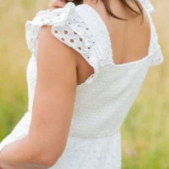 Eyelet Dual Flutter Maxi Dress -Women's Clothing Store untitled 3402