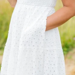 Eyelet Dual Flutter Maxi Dress -Women's Clothing Store untitled 3407