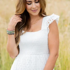 Eyelet Dual Flutter Maxi Dress -Women's Clothing Store untitled 3411