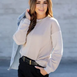 Contrasting Ribs Sweater -Women's Clothing Store untitled 3442 632a5864 c605 4010 9871 f97bd6825d25