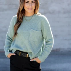 Pocket Accented Knit Sweater -Women's Clothing Store untitled 3452