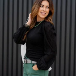 Dotted Sleeve Solid Body Blouse -Women's Clothing Store untitled 3466 78dfdfda 3c17 4f53 9f9b 663a2c2249a3