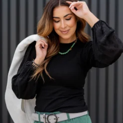 Dotted Sleeve Solid Body Blouse -Women's Clothing Store untitled 3473 81875b7a 4f74 4e4c bfb7 f959ff1572b8