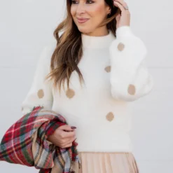 Polka Dot Mock Neck Sweater -Women's Clothing Store untitled 3476 fbfc1333 f9dc 4f46 a6fb e1e9c5741f1d