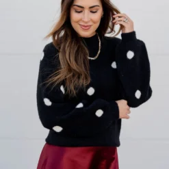Polka Dot Mock Neck Sweater
