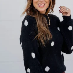 Polka Dot Mock Neck Sweater -Women's Clothing Store untitled 3498 63dd0574 67e3 45cd ae43 6250c34e2b8b