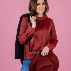 Dressy Cinched Neck Blouse -Women's Clothing Store untitled 3508