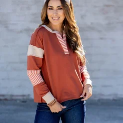 Hint Of Stripes Raw Stitched Tee -Women's Clothing Store untitled 3574 1684fff0 457f 40d0 8613 badc2479bc1b