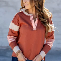 Hint Of Stripes Raw Stitched Tee -Women's Clothing Store untitled 3583 746147fb 7e4a 41db a07a c8c93f2729e7