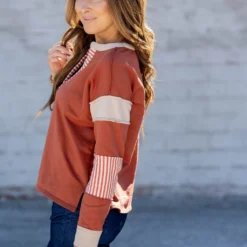 Hint Of Stripes Raw Stitched Tee -Women's Clothing Store untitled 3584 3c808b7b f446 4590 b8e9 d13661be7e9c