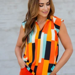 Color Blocked Flutter Trim Blouse 26 Color Blocked Flutter Trim Blouse -Women's Clothing Store untitled 3623