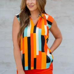 Color Blocked Flutter Trim Blouse 28 Color Blocked Flutter Trim Blouse -Women's Clothing Store untitled 3630