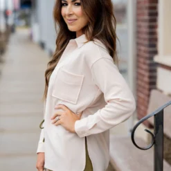 Lightweight Side Slit Button Up Blouse 23 Lightweight Side Slit Button Up Blouse -Women's Clothing Store untitled 3641