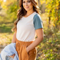 Tri Color Ribbed Tee -Women's Clothing Store untitled 3667 535742