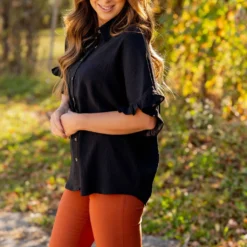 Relaxed Ruffle Trim Button Up Blouse 20 Relaxed Ruffle Trim Button Up Blouse -Women's Clothing Store untitled 3711 667314