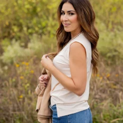 Subtle Diamonds Thick Trim Tank -Women's Clothing Store untitled 3720