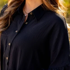 Relaxed Ruffle Trim Button Up Blouse 23 Relaxed Ruffle Trim Button Up Blouse -Women's Clothing Store untitled 3727 217751