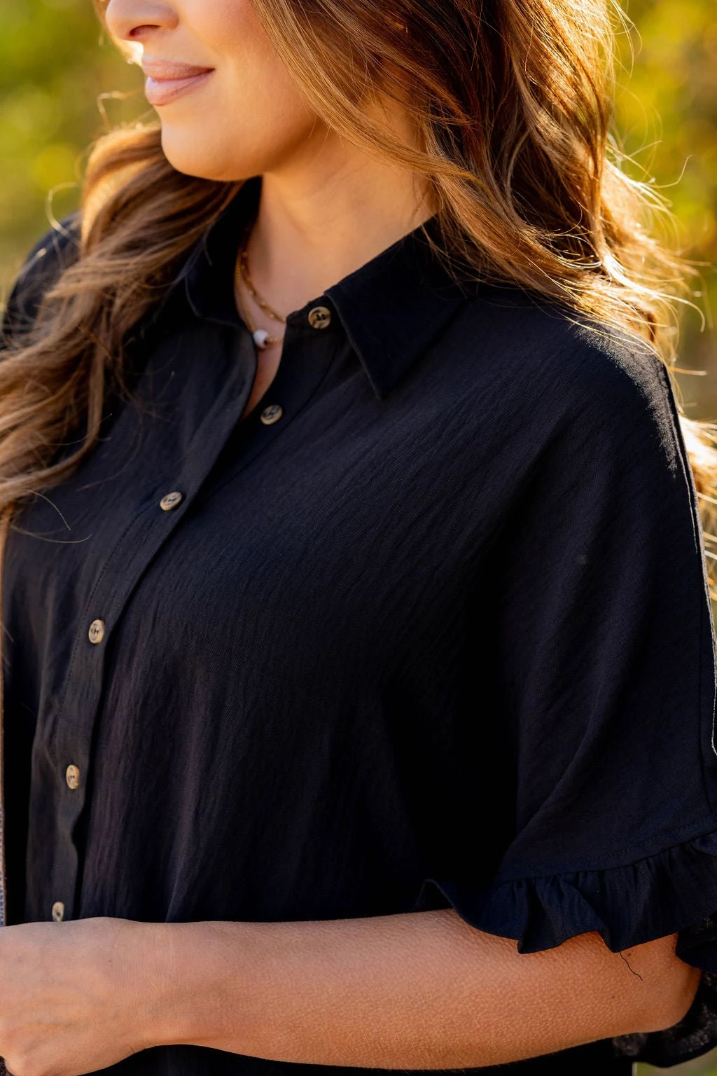 Relaxed Ruffle Trim Button Up Blouse 12 Relaxed Ruffle Trim Button Up Blouse - Image 12