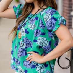 Sketched Peonies Cinched Trim Tee -Women's Clothing Store untitled 3745 1183e0fc df8a 4999 8d4c a28ab276c3de