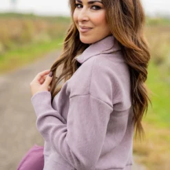 Mixed Ribs Quarter Zip Pullover -Women's Clothing Store untitled 3771