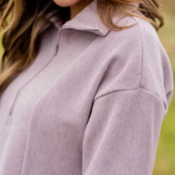 Mixed Ribs Quarter Zip Pullover -Women's Clothing Store untitled 3780