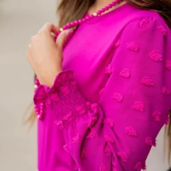 Textured Dot Sleeve Tee -Women's Clothing Store untitled 3812