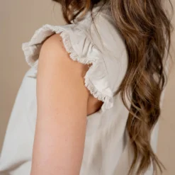 Frayed Trim Button Accented Tank -Women's Clothing Store untitled 3849