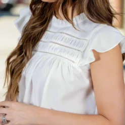 Cut Out Bibbed Flutter Trim Tank -Women's Clothing Store untitled 3856