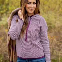 Thin Scalloped Stripes Hoodie -Women's Clothing Store untitled 3881 e39e4557 3bcc 47a2 8c5f 93a99a389ffc