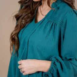 Cinched Trim Balloon Sleeve Blouse -Women's Clothing Store untitled 3918