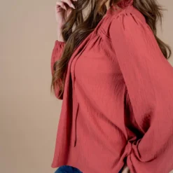 Cinched Trim Balloon Sleeve Blouse -Women's Clothing Store untitled 3942